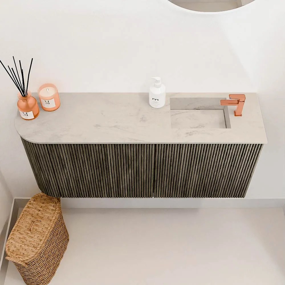 Mondiaz Joya DLux 90cm toiletmeubel ronding links shadow met wastafel faye rechts 1 kraangat opalo