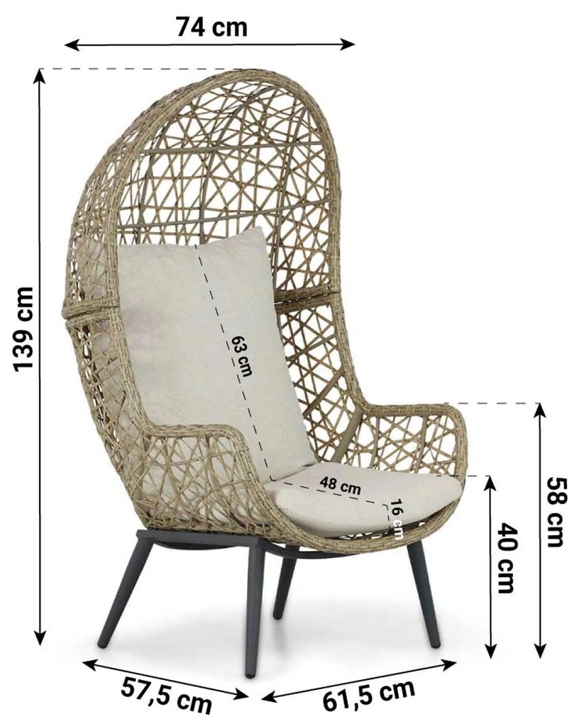 Coco Corso Strandstoel Aluminium/wicker Taupe