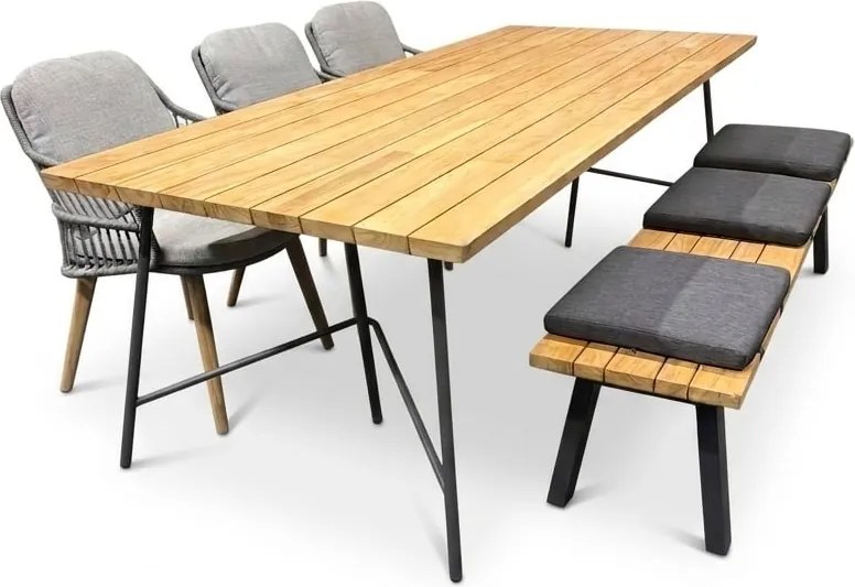 Showroommodel Lano Cempre dining tuinset 240x100xH75 cm 5-delig teak