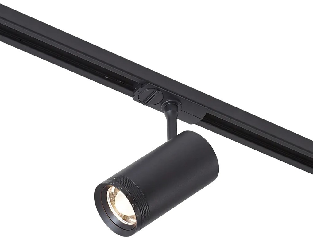 Moderne spot zwart voor railsysteem 1-fase incl. LED draai- en kantelbaar - Iconic Zoom