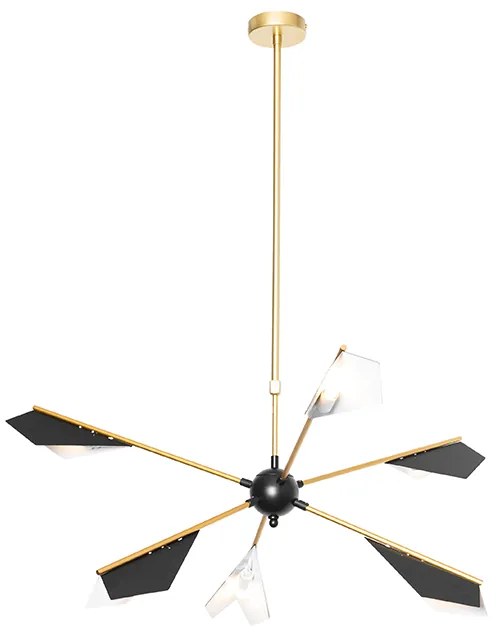 Design hanglamp zwart met goud 6-lichts - Sinem