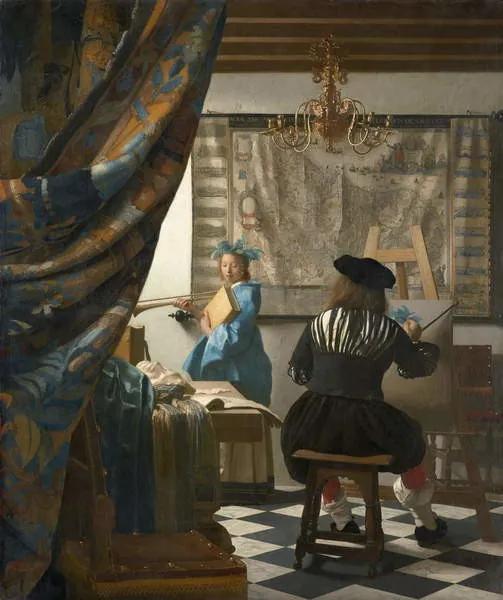 Jan (1632-75) Vermeer - Kunstdruk The Artist's Studio, c.1665-66, (35 x 40 cm)
