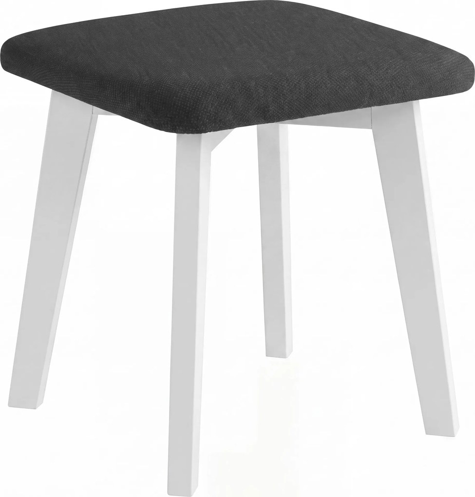 Mazzoni MILO Zwart (stof Storm 100)/wit beuken onderstel - VIERKANTE GESTOFFEERDE KRUK VOOR KEUKEN/WOONKAMER