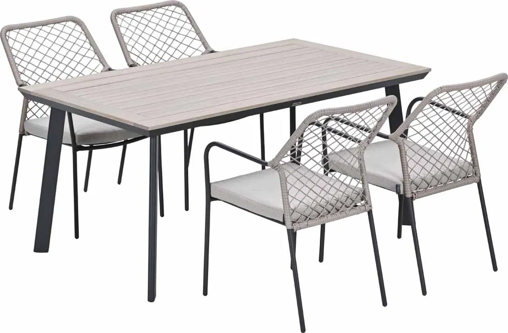 Garden Impressions Ross tuinset sand 5-delig - Penedo tuintafel 160x90 cm