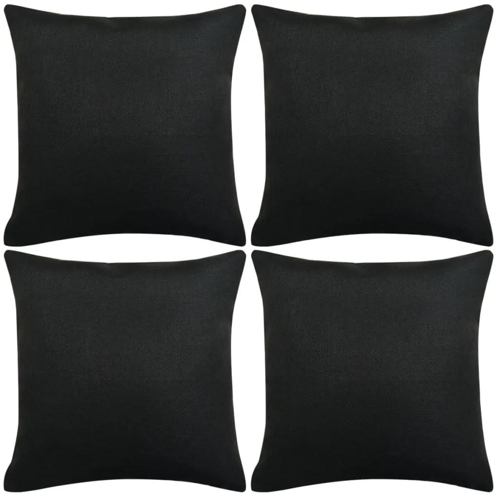 vidaXL Kussenslopen 4 stuks linnen-uitstraling zwart 40x40 cm