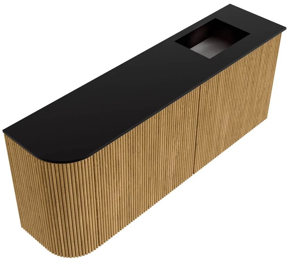 Mondiaz Joya 100cm toiletmeubel ronding links oak met wastafel faye rechts 1 kraangat urban
