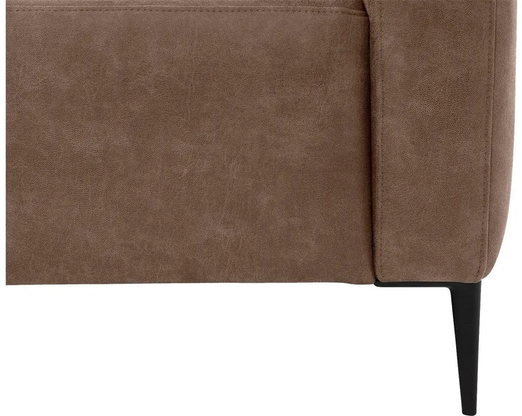 Goossens  Key West bruin, micro leer, 2,5-zits, modern design met ligelement links