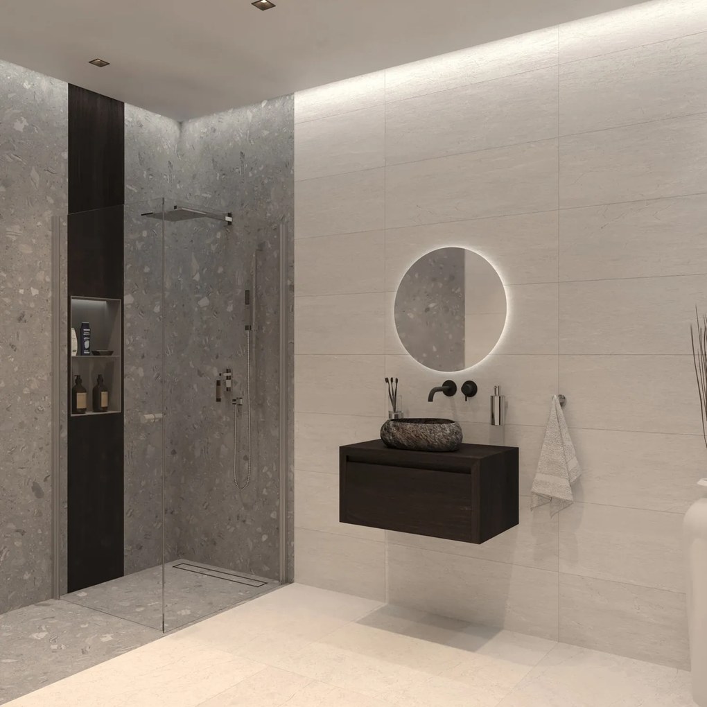 Gliss Design Ares badmeubel 60cm charcoal met rivierstenen waskom