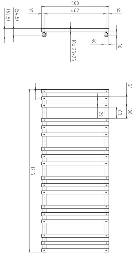 Sapho Fantina handdoekradiator zilver 50x122m 495W