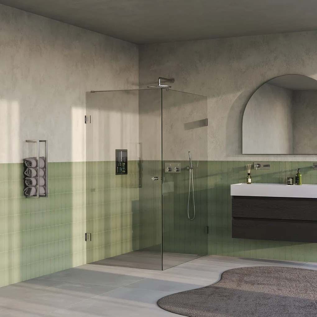 Brauer Void Carving profielloze douchecabine 100x140cm RVS geborsteld PVD