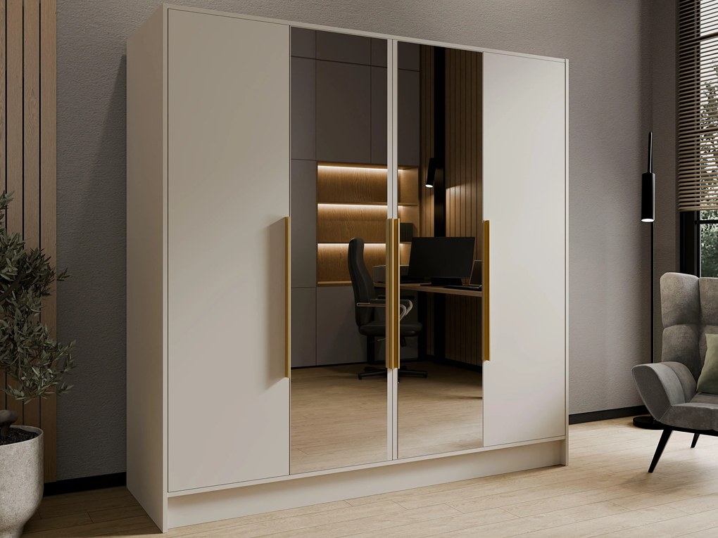 Kledingkast Arecibo 105, Kasjmier, 200x200x51cm, 160 kg, Kledingkast deuren: Met scharnieren, Aantal planken: 4, Aantal planken: 4