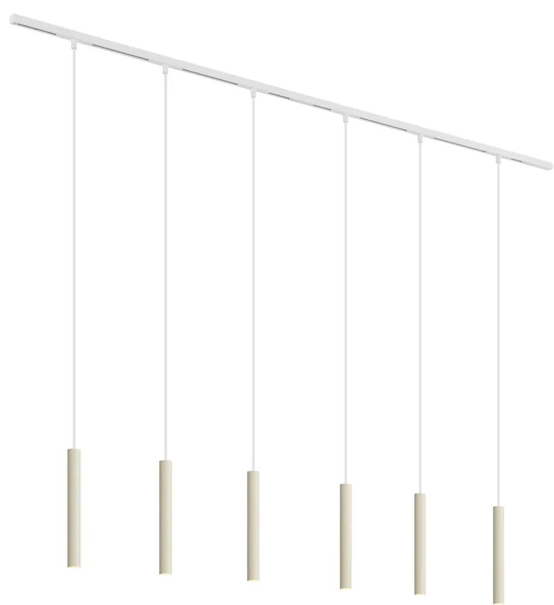 Modern railsysteem met 6 hanglampen beige met wit 1-fase - Slimline Keno G9 Scandinavisch Binnenverlichting Lamp