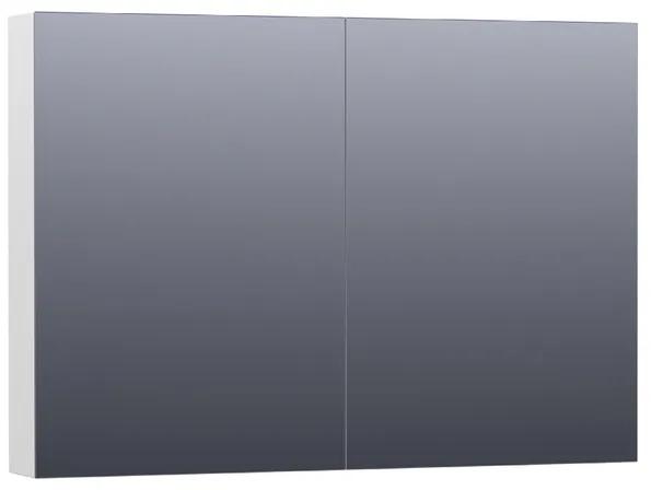 Saniclass Plain Spiegelkast - 100x70x15cm - 2 links/rechtsdraaiende spiegeldeuren - MDF - hoogglans wit SK-PL100HW