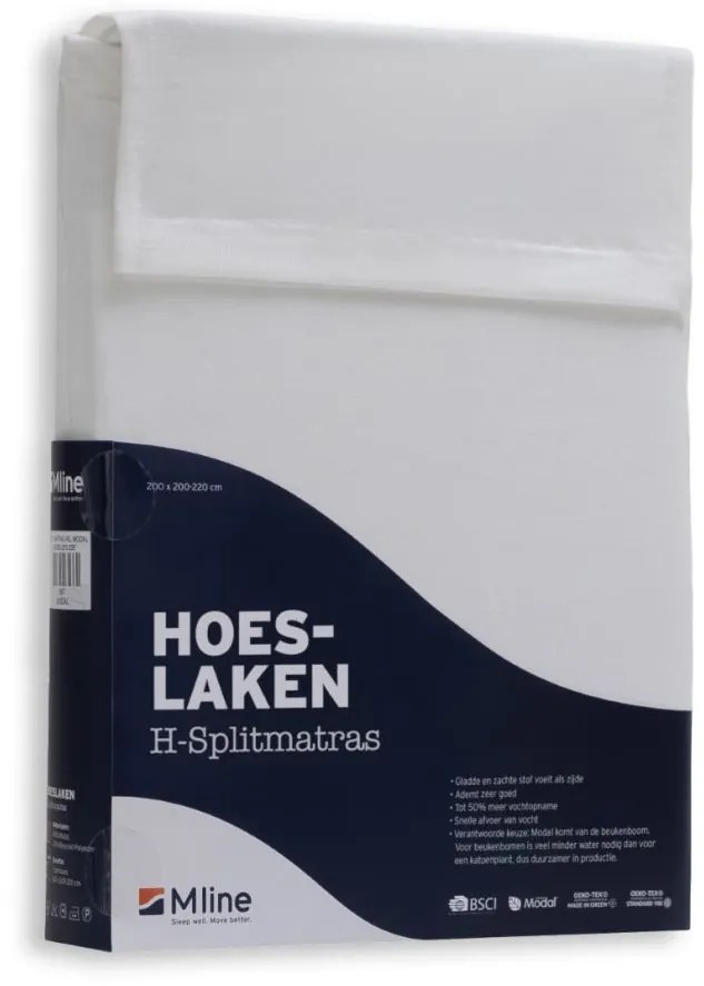 M line Hoeslaken Modal split Wit 160 x 200/220 cm 160 x 220 cm