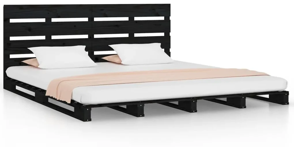 vidaXL Bedframe massief grenenhout zwart 120x200 cm