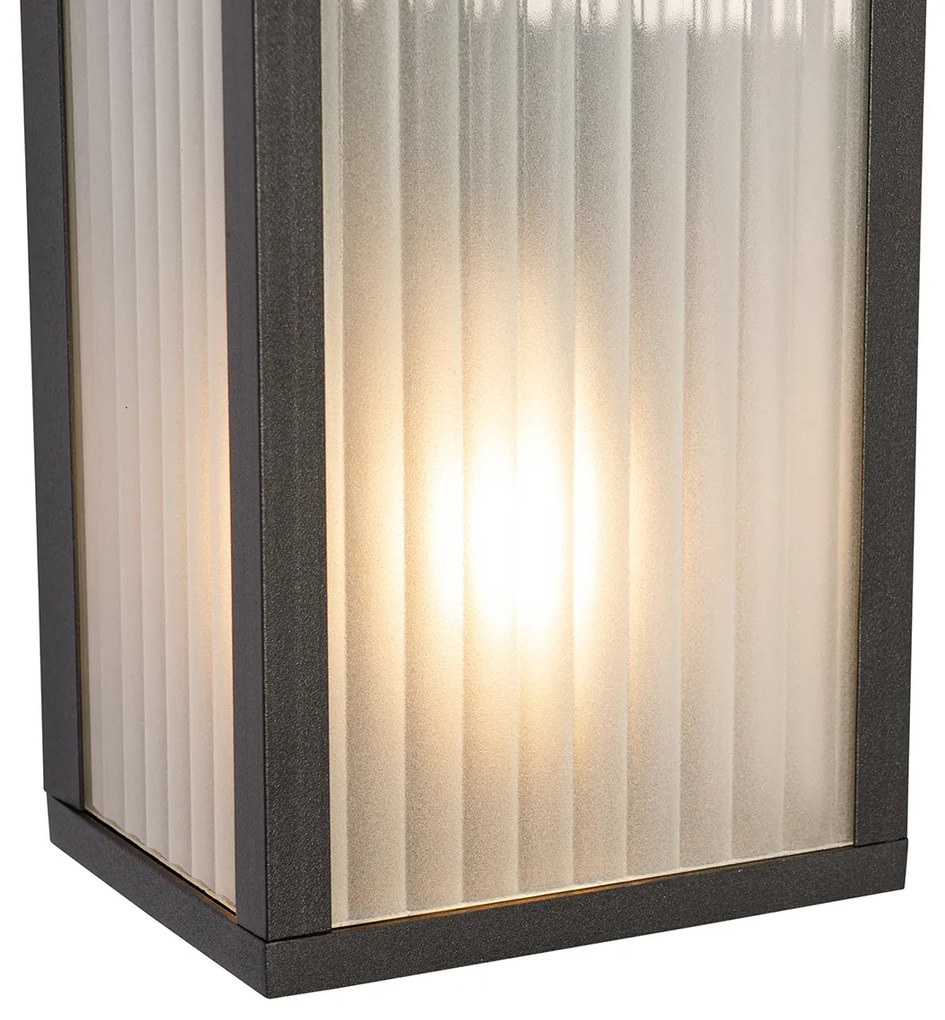 Smart buiten wandlamp met dimmer zwart met ribbel glas incl. 2 Wifi A60 - Charlois Modern E27 IP44 Buitenverlichting