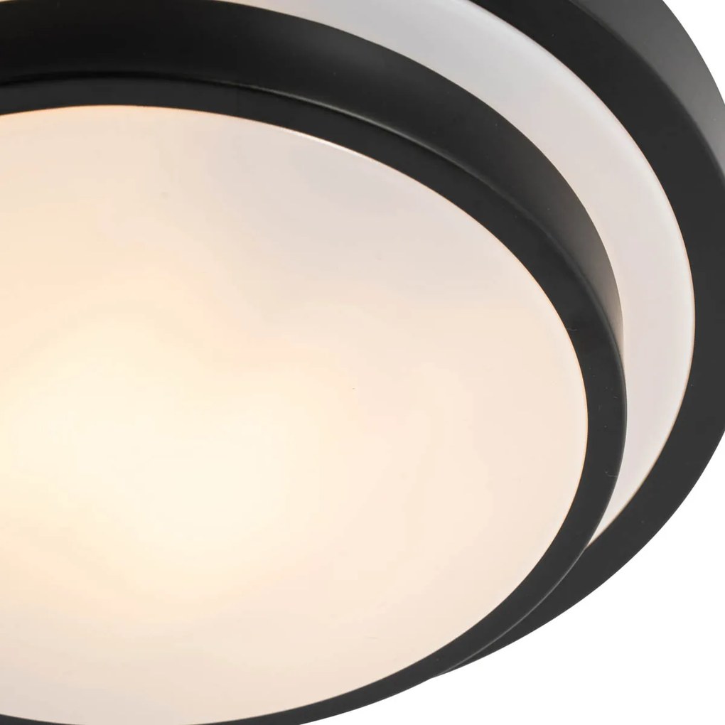 Buitenlamp Moderne plafondlamp zwart met wit 25 cm IP44 - Walden Modern E27 IP44 Buitenverlichting rond Lamp
