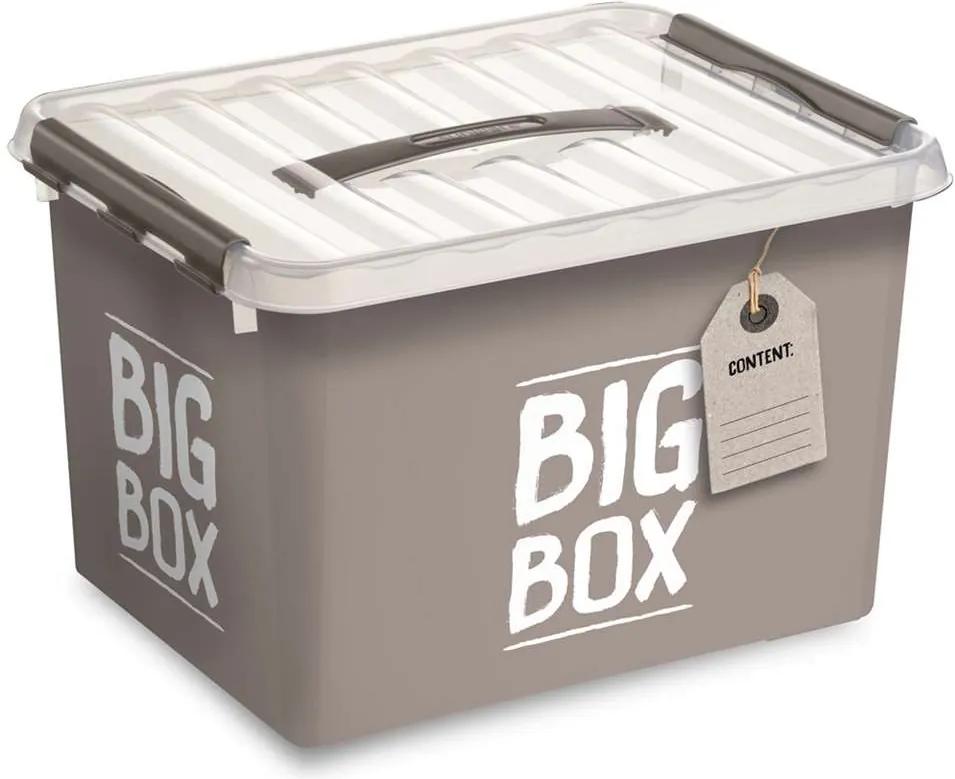Stapelbare Q-line opbergbox Big 22 liter - taupe - 26x30x40 cm - Leen Bakker