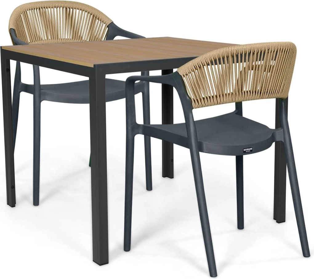 Tuinset 2 personen 909 cm Kunststof Grijs Domani Furniture Toscano/Creta