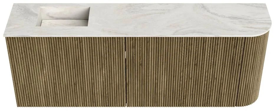 Mondiaz Joya DLux 110cm toiletmeubel ronding rechts dusk met wastafel faye links 1 kraangat ostra