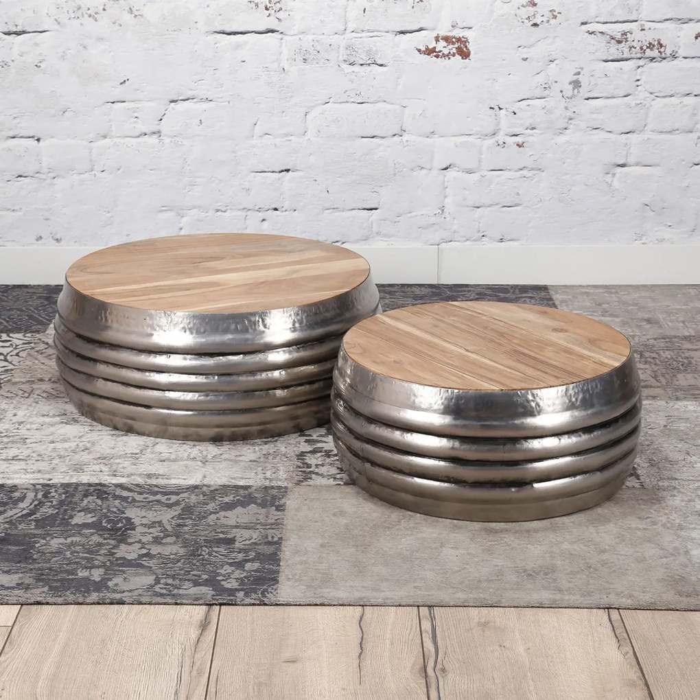 Ronde Salontafelset Metaal Met Hout