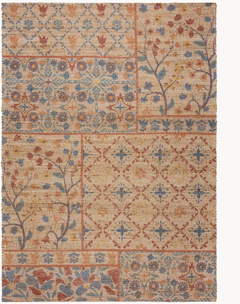 Handgeweven patchwork vloerkleed Taylor van jute