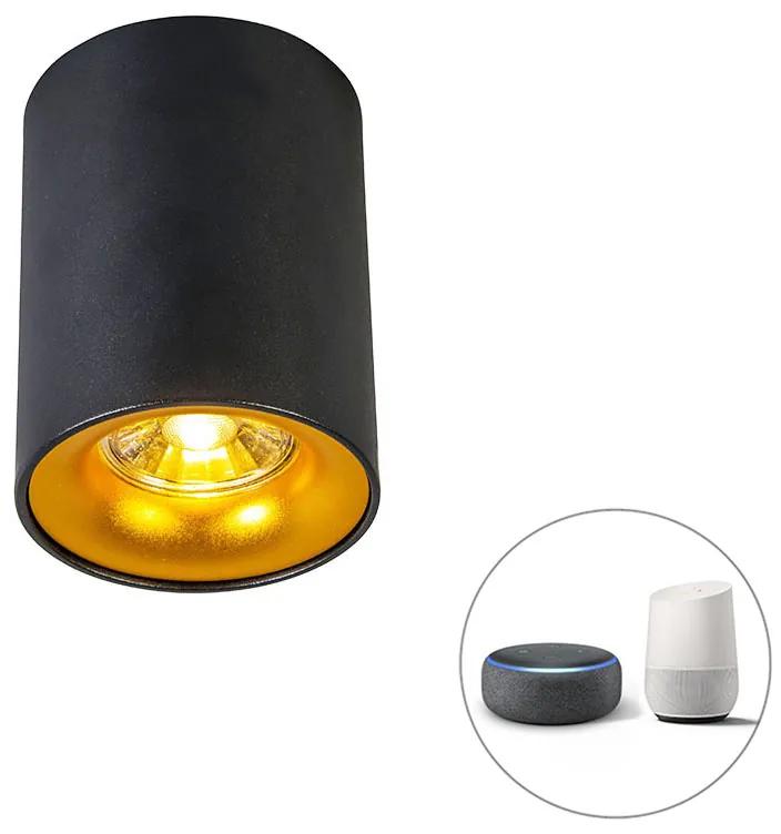 Smart Spot / Opbouwspot / Plafondspot zwart met goud incl. GU10 WiFi lichtbron - Ronda Design, Modern GU10 Binnenverlichting Lamp