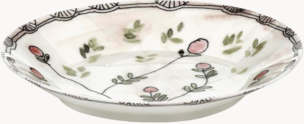 Fine Bone China diepe borden Midnight Flowers, 2-delig