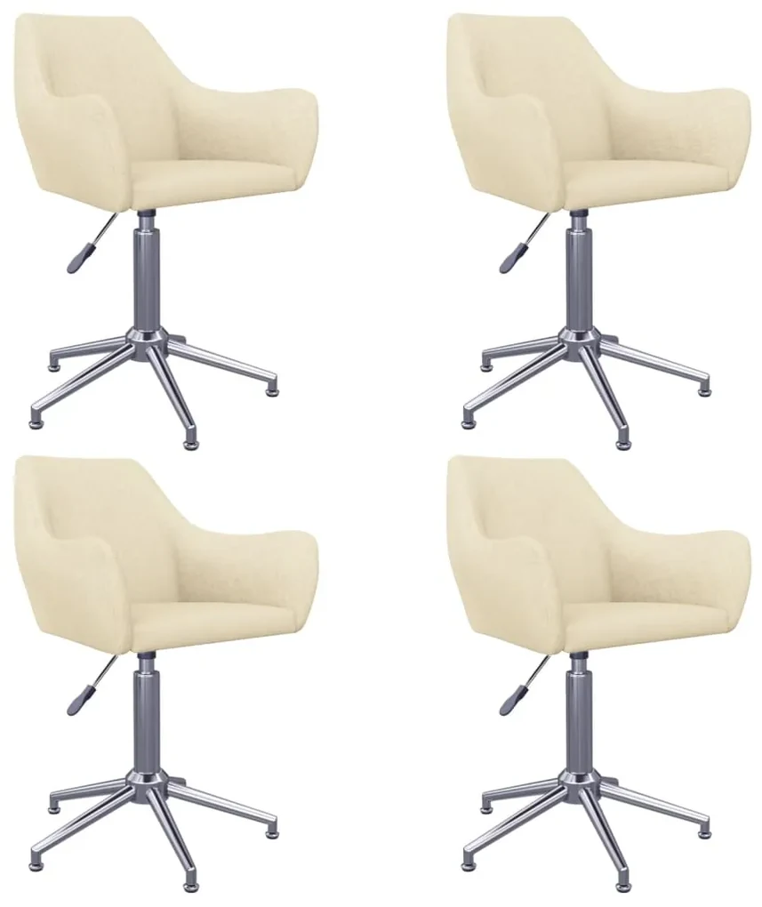 vidaXL Eetkamerstoelen draaibaar 4 st stof crèmekleurig