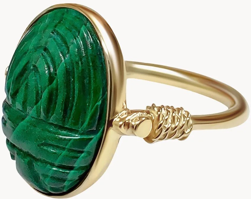 Vergulde ring Neo met malachiet