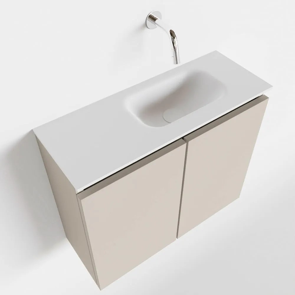 Mondiaz Ture 60cm toiletmeubel linen met wastafel talc rechts geen kraangat