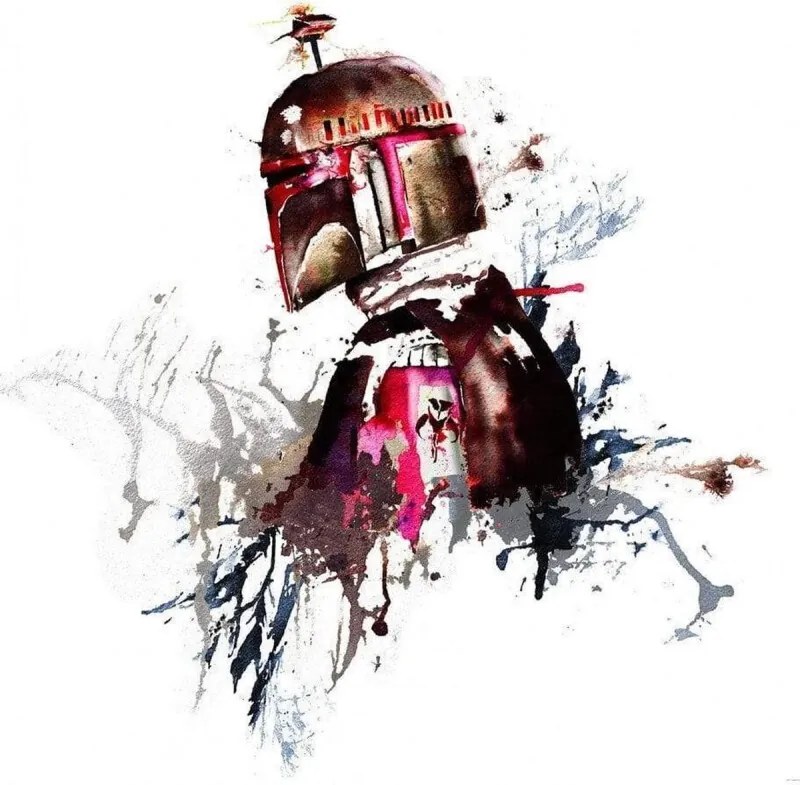 Star Wars Watercolor Boba Fett Vlies Fotobehang 250x280cm 5-banen