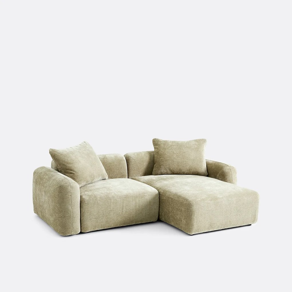 Modulaire bank, rechterhoek, met longchair van jacquard chenille, AMAD