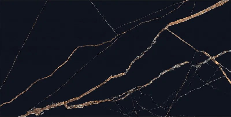 Mexen Fossil Black geglazuurde gerectificeerde gres G1, vloer- en wandtegel 120 x 60 cm, hoge glans - TL213-120-060-00