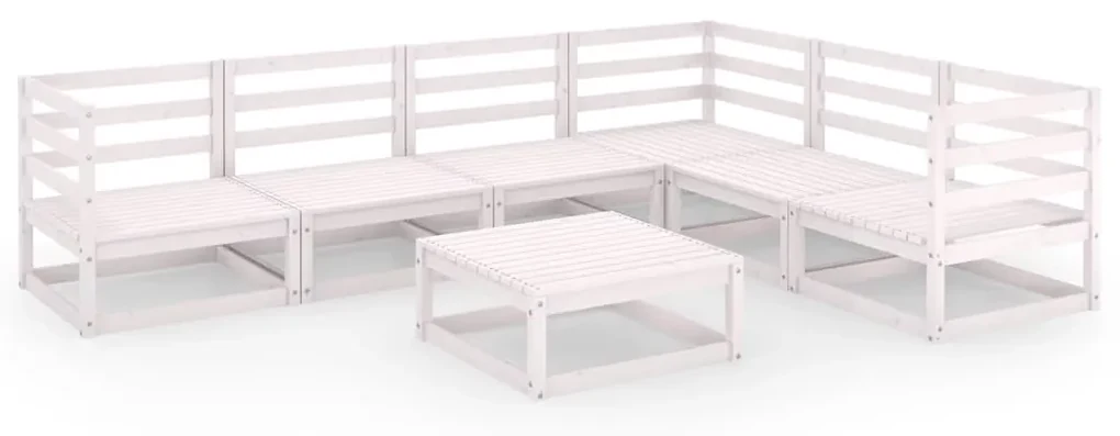 vidaXL 7-delige Loungeset massief grenenhout wit