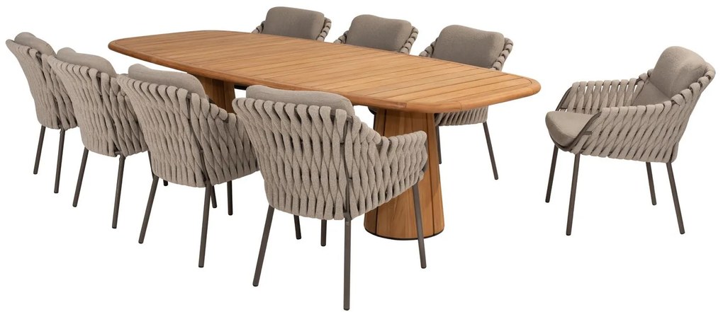 Taste by 4 Seasons Capri teak tuintafel met barrelvormig blad 280 x 110 cm SALE Tuintafel houtkleur weerbestendig