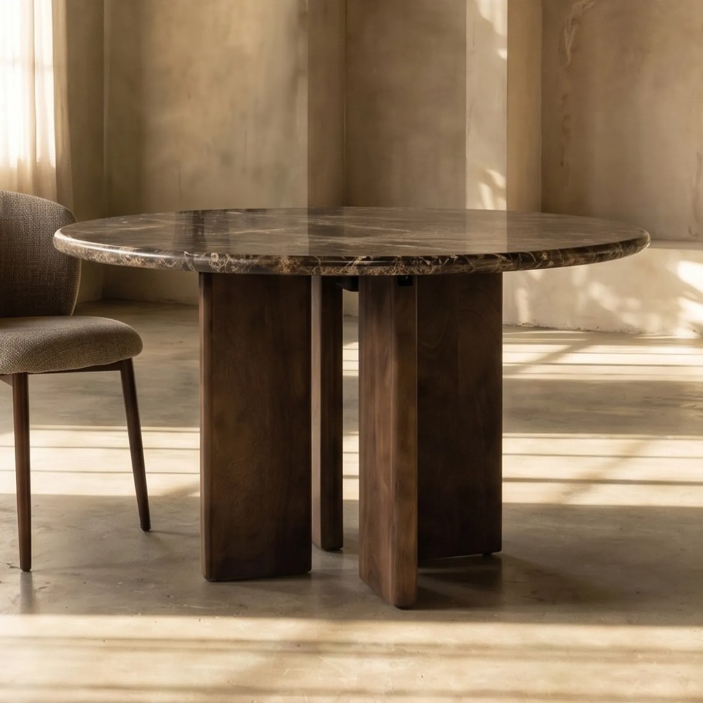 Eettafel Met Marmeren Blad - 127 X 127cm.