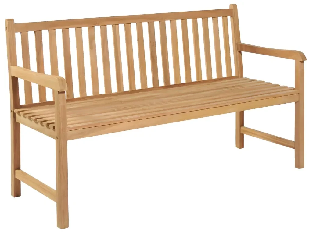 vidaXL Tuinbank met crèmewit kussen 150 cm massief teakhout