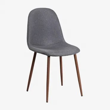 Set Van 4 Glamm Eetkamerstoelen Donker Hout & Linnen Grijs – Antraciet & Lino - Sklum
