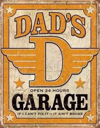 Metalen wandbord Dad's Garage, (31.5 x 40 cm)