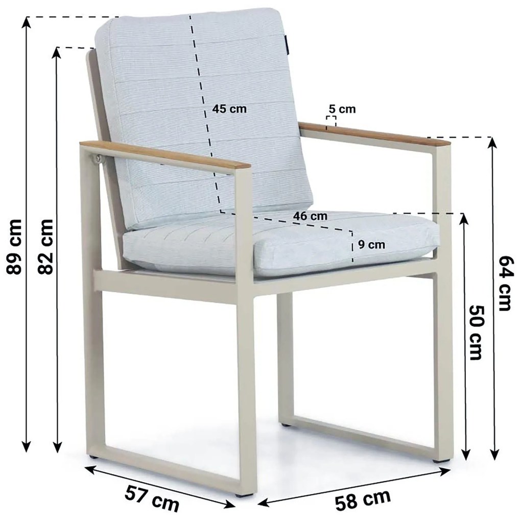 Tuinstoel Aluminium/Teak Taupe-naturel-bruin Lifestyle Garden Furniture Faro