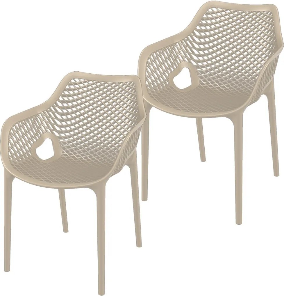 Garden Impressions Air XL design tuinstoel taupe - 2 stuks