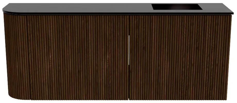Mondiaz Joya 100cm toiletmeubel ronding links walnut met wastafel faye rechts 1 kraangat urban