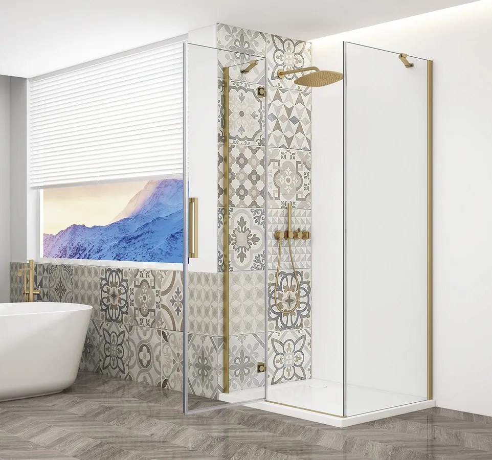 Gelco Trinity douchecabine met helder glas 80x100cm links goud