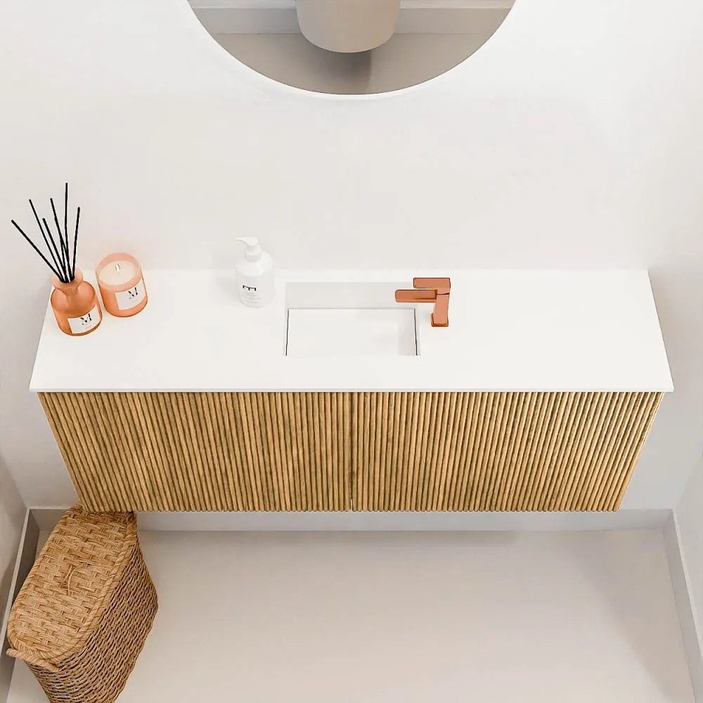 Mondiaz Joya 100cm toiletmeubel oak met wastafel faye midden 1 kraangat talc