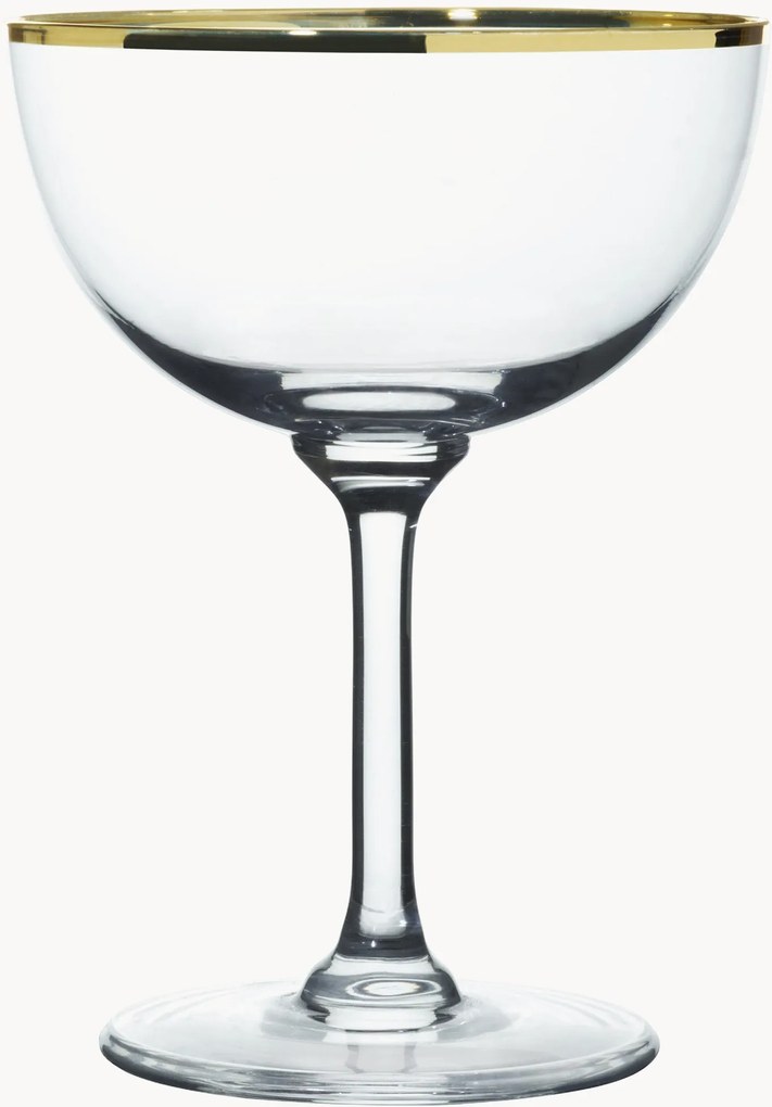 Mondgeblazen kristallen champagneglazen Gold Rim, 6-delig