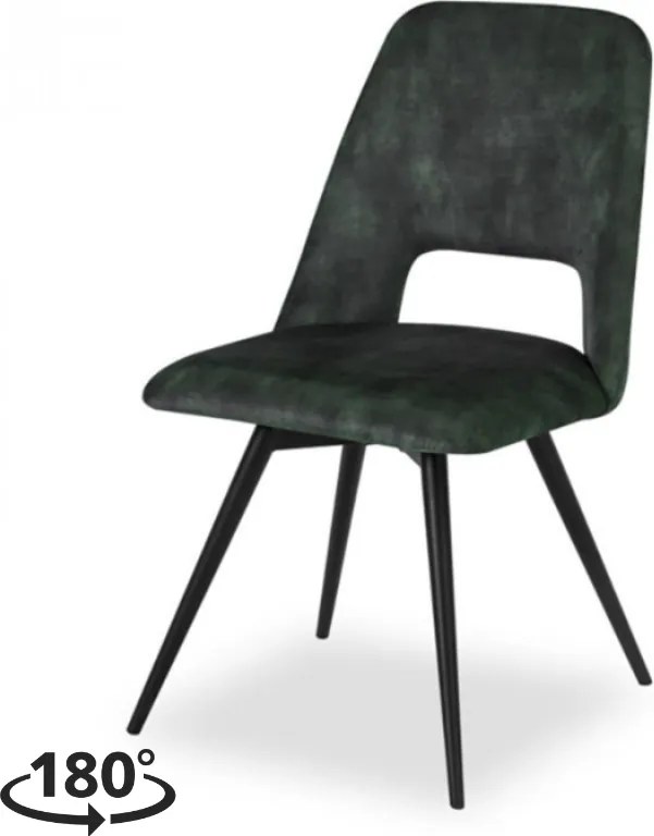 Eetkamerstoel - Malmo - Draaibaar - stof Velours Adore Hunter groen