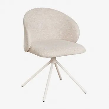 Pack Van 4 Draaibare Eetkamerstoelen Met Bekleding Gryon Bouclé Crèmebeige - Sklum
