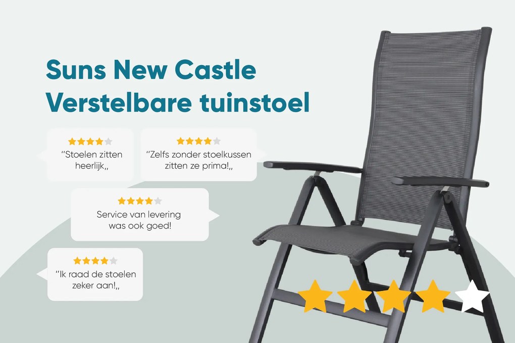 Suns New Castle verstelbare tuinstoel - Antraciet