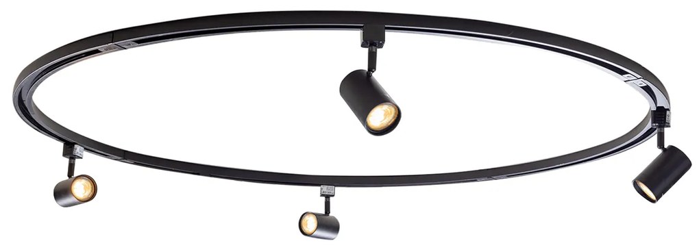 Modern railsysteem met 4 Spot / Opbouwspot / Plafondspots zwart 1-fase rond - Iconic Jeana GU10 Binnenverlichting Lamp